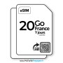 eSIM France Data Only 20Go 7 JOURS