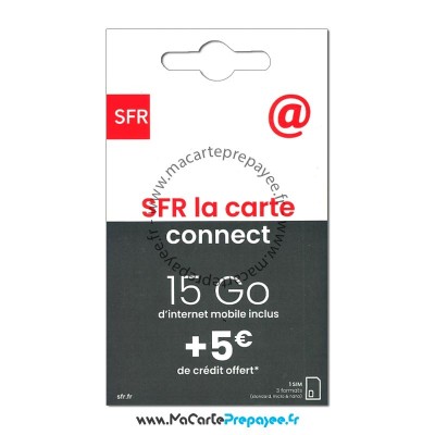 Carte SIM Prépayée SFR La Carte Connect 15Go + 5€ de crédit offerts