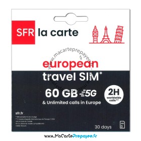 Carte SIM prépayée SFR Travel SIM 5G 60Go