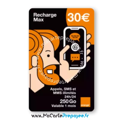 mobicarte orange max,carte prépayée orange max,recharge orange max 30€,mobicarte orange max 30 euros