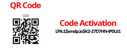 Image d'un QR Code pour eSIM et d'un code d'activation pour eSIM